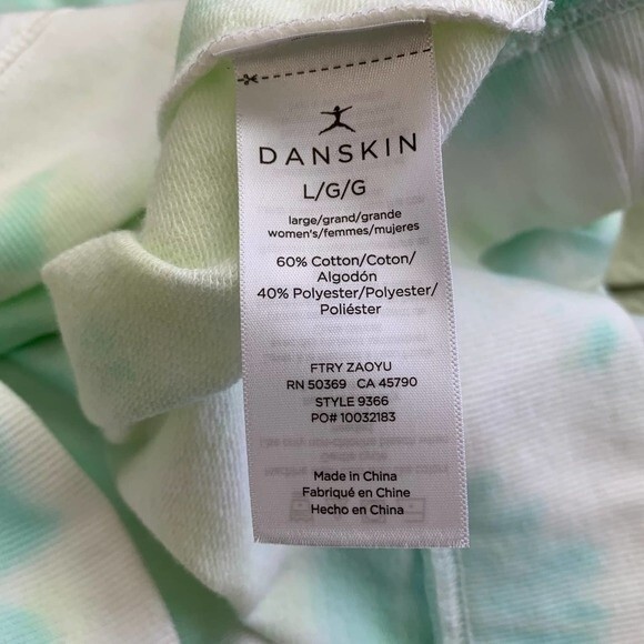 Danskin green hoodie women tie dye long sleeve hoodie sweater size L boho gym - Picture 11 of 12